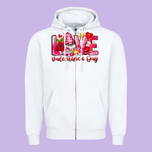 Love Valentines Day Gnome Zipper Hoodie Designed By Cowhidedigitalart