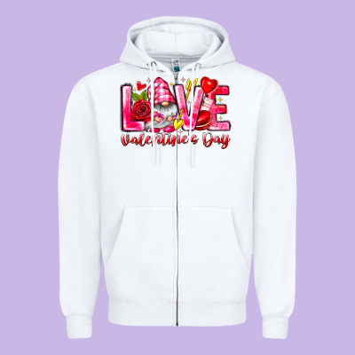 Love Valentines Day Gnome Zipper Hoodie Designed By Cowhidedigitalart