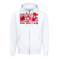 White Love Valentines Day Gnome Zipper Hoodie - CowhideDigitalArt