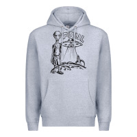 Heather Grey the alien paul Premium Hoodie - lanVoArt