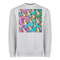 Heather Grey Easter Bunny With Truck Seamless Pattern Heavyweight Sweatshirt - BundleAndBundleShop