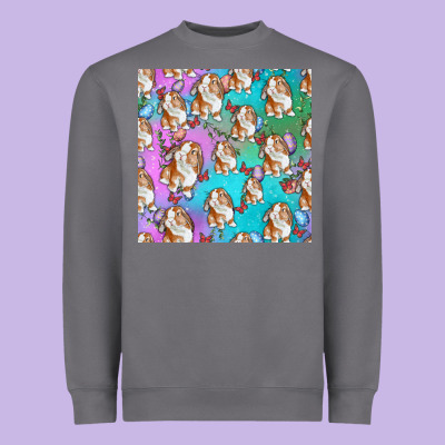 Easter Bunny With Truck Seamless Pattern Heavyweight Sweatshirt Designed By Bundleandbundleshop