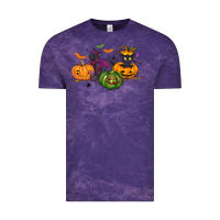 Cloud Purple Black cat and pumpkin Vintage Tee - NancyCooperArtShop