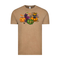 Vintage Coffee Black cat and pumpkin Vintage Tee - NancyCooperArtShop