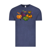 Vintage Denim Black cat and pumpkin Vintage Tee - NancyCooperArtShop