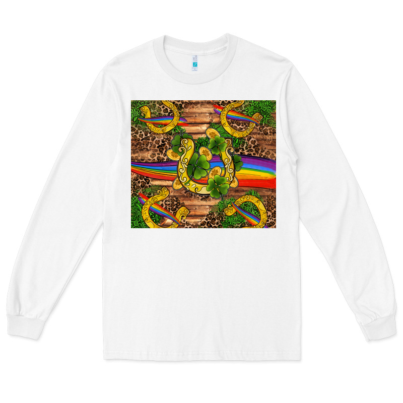 St Patricks Day Horseshoe Shamrock Rainbow Gold Long Sleeve Tee by RanaPortraitStore | Teevron