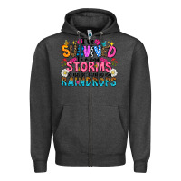 Charcoal Heather ive survived too many storms to be thered by raind Zipper Hoodie - CowhideDigitalArt