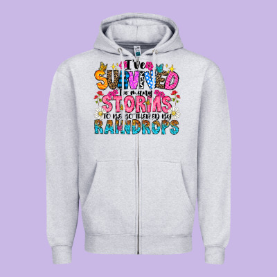 Ive Survived Too Many Storms To Be Thered By Raind Zipper Hoodie Designed By Cowhidedigitalart
