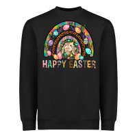 Black Happy Easter Rainbow Heavyweight Sweatshirt - BundleAndBundleShop