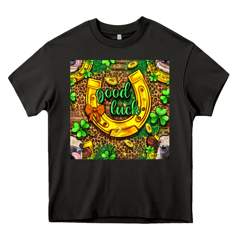 St. Patricks Good Luck With Cow Digital Paper Heavy Core Tee by BundleAndBundleShop | Teevron