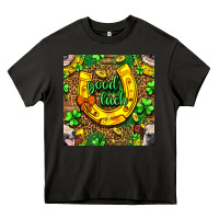 Asphalt St. Patricks good luck with cow digital paper Heavy Core Tee - BundleAndBundleShop