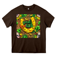 Chocolate Brown St. Patricks good luck with cow digital paper Heavy Core Tee - BundleAndBundleShop