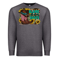 Charcoal Heather blame all on my roots Premium Sweatshirt - RacoonDesign