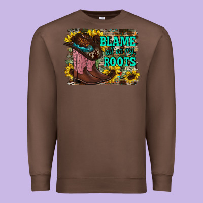 Blame All On My Roots Premium Sweatshirt Designed By Racoondesign
