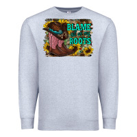 Heather Grey blame all on my roots Premium Sweatshirt - RacoonDesign