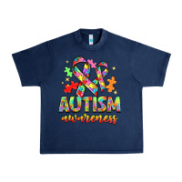 Navy Autism Awareness Urban Heavy Tee - NancyCooperArtShop