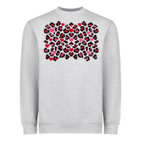 Heather Grey valentines day leopard and heart background Heavyweight Sweatshirt - FaDigitalArtStudio