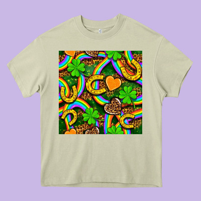 St. Patricks Rainbow Seamless Heavy Core Tee Designed By Bundleandbundleshop