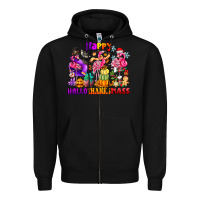 Black Happy Hallo Thanks Mas Zipper Hoodie - CowhideDigitalArt