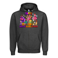 Charcoal Heather Happy Hallo Thanks Mas Zipper Hoodie - CowhideDigitalArt