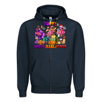 Navy Happy Hallo Thanks Mas Zipper Hoodie - CowhideDigitalArt