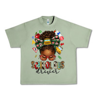 Oil Green school bus driver afro messy bun Urban Heavy Tee - texasbilliewilder