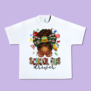 School Bus Driver Afro Messy Bun Urban Heavy Tee Designed By Texasbilliewilder