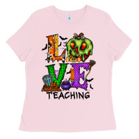 Bubblegum Pink love taching halloween Ladies Tee - RacoonDesign