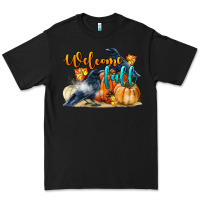 Black Welcome Fall With Crow Premium Tee - LillyAllenDesigns