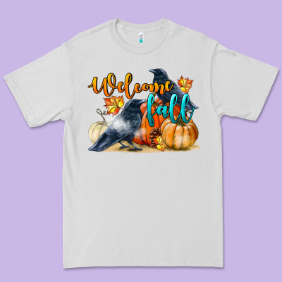 Welcome Fall With Crow Premium Tee Designed By Lillyallendesigns