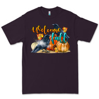 Plum Welcome Fall With Crow Premium Tee - LillyAllenDesigns