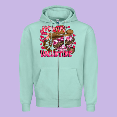 Howdy Valentine Zipper Hoodie Designed By Cowhidedigitalart