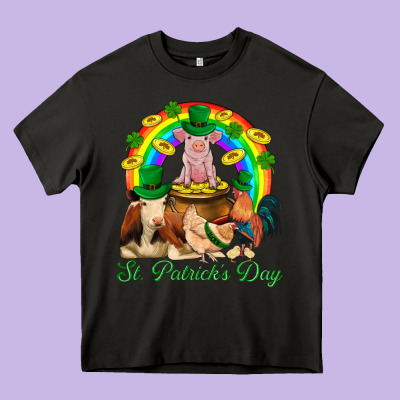 St. Patrick's Day Farm Animal Png Heavy Core Tee Designed By Bundleandbundleshop