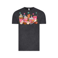 Vintage Black Pink gingerbread coffee cups Vintage Tee - texasbilliewilder
