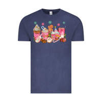 Vintage Denim Pink gingerbread coffee cups Vintage Tee - texasbilliewilder