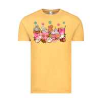 Vintage Mustard Pink gingerbread coffee cups Vintage Tee - texasbilliewilder