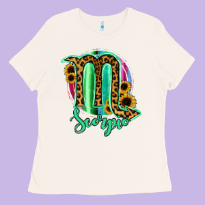 Scorpio Zodiac Sign Sunflower Leopard Serape Ladies Tee Designed By Ranaportraitstore