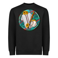 Black baseball with sunflower round earrings Heavyweight Sweatshirt - BundleAndBundleShop