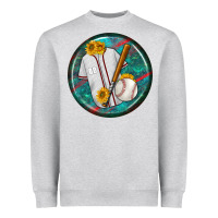 Heather Grey baseball with sunflower round earrings Heavyweight Sweatshirt - BundleAndBundleShop