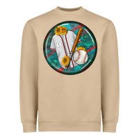 Mushroom baseball with sunflower round earrings Heavyweight Sweatshirt - BundleAndBundleShop