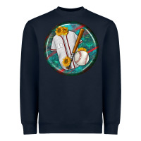 Baseball With Sunflower Round Earrings Heavyweight Sweatshirt | Teevron