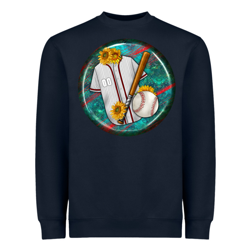 Baseball With Sunflower Round Earrings Heavyweight Sweatshirt by BundleAndBundleShop | Teevron