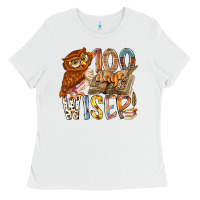 White 100 days wiser Ladies Tee - RacoonDesign