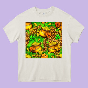 St. Patrick's Pot Of Gold Seamless Pattern Heavy Core Tee Designed By Bundleandbundleshop