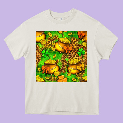 St. Patrick's Pot Of Gold Seamless Pattern Heavy Core Tee Designed By Bundleandbundleshop