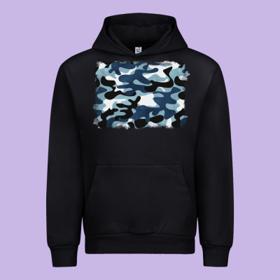 Blue Camouflage Background Urban Hoodie Designed By Barkaloodesign