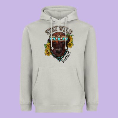 Turquoise Bison Heavyweight Hoodie Designed By Racoondesign