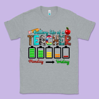 Battery Life Of A Teacher Monday Friday Classic Tee Designed By Ranaportraitstore