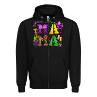 Black Mardi Gras leopard frame mama Mother's Day Zipper Hoodie - LillyAllenDesigns