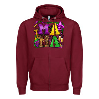 Burgundy Mardi Gras leopard frame mama Mother's Day Zipper Hoodie - LillyAllenDesigns